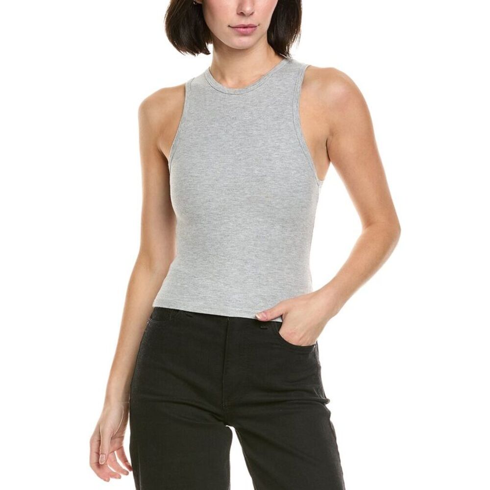 perfectwhitetee Heather Gray Ribbed Tank Top